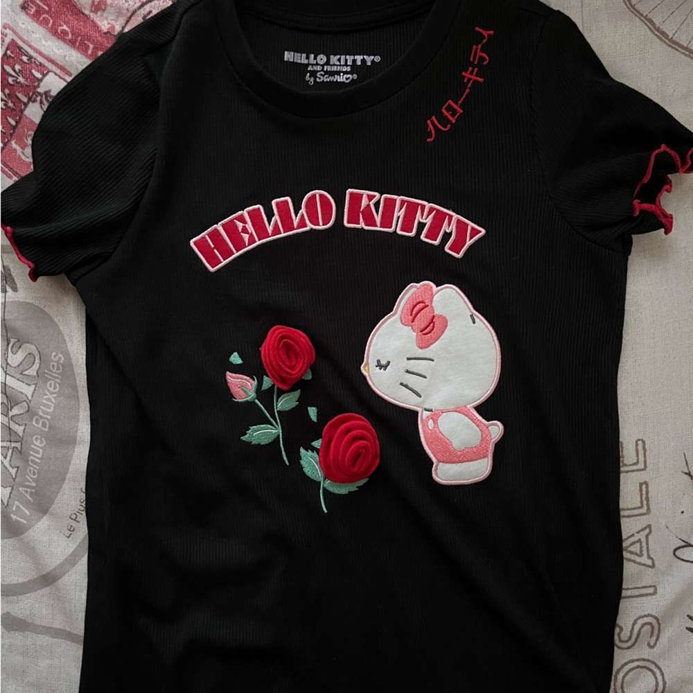 Sanrio Hello Kitty Rose Lettuce Hem Youth T-Shirt